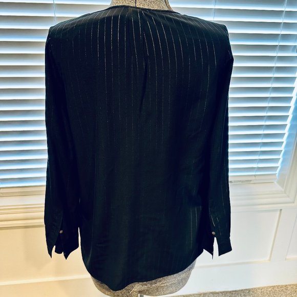 Joie | Black Silk Pinstripe Tunic | Long Sleeve | Size S - Picture 2 of 6